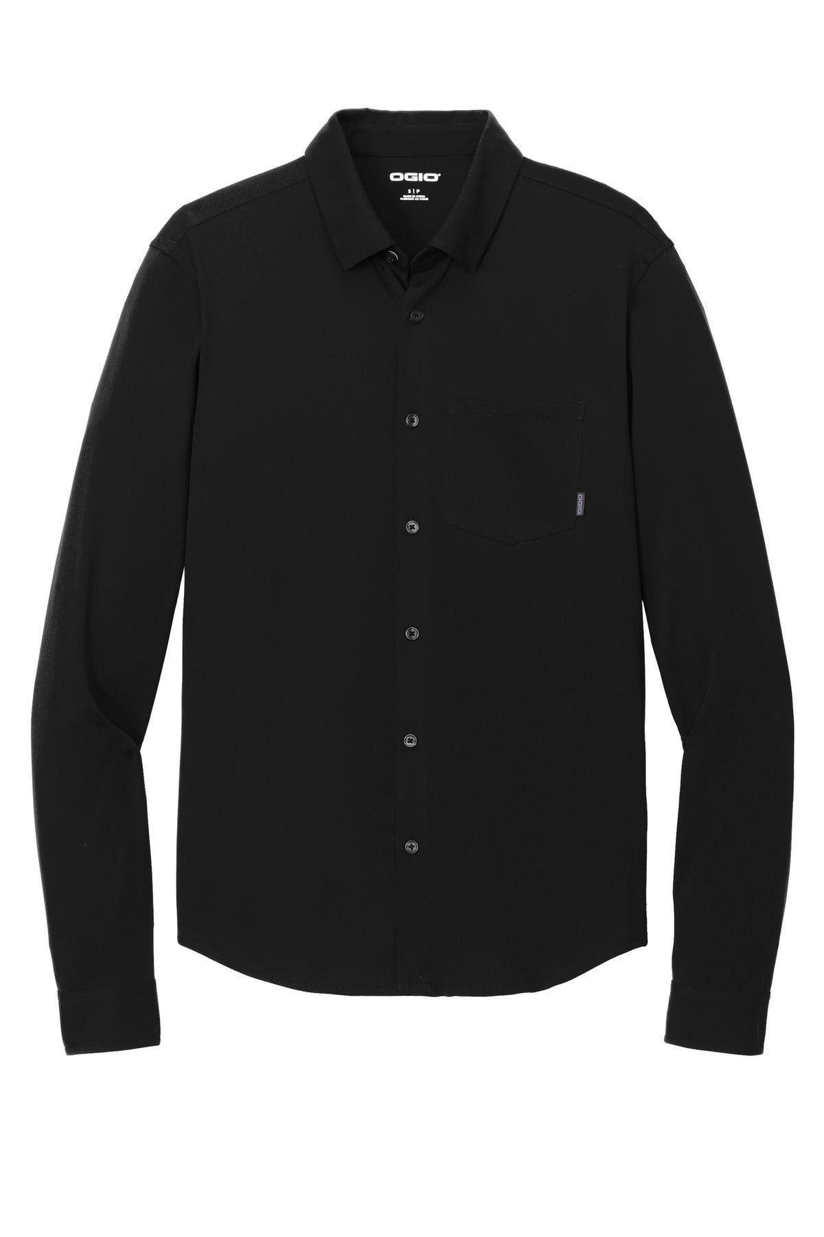 Front View of Blacktop OGIO Extend Long Sleeve Button-Up OG161