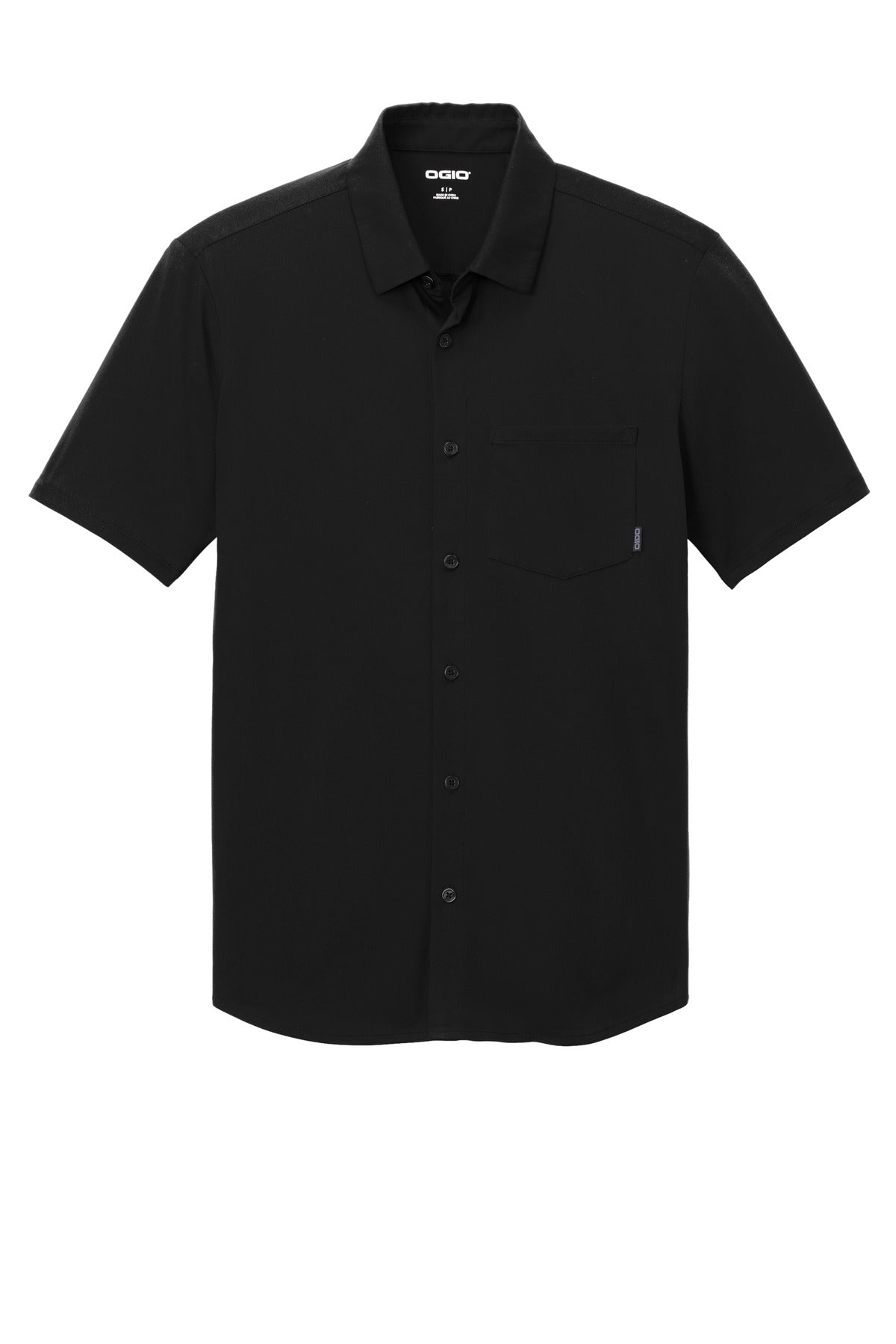 Front View of Blacktop OGIO Extend Short Sleeve Button-Up OG160