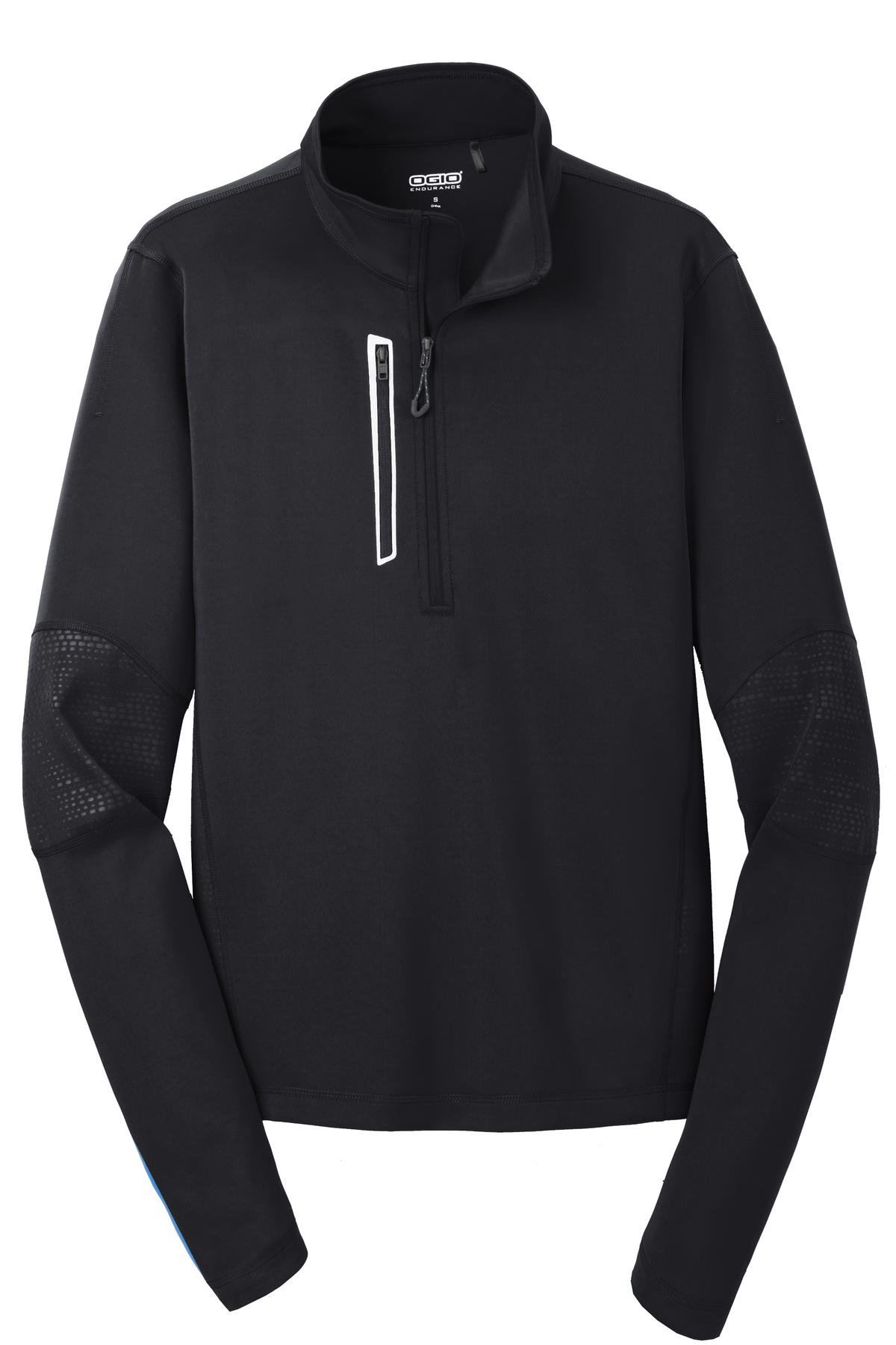 Front View of Blacktop OGIO Fulcrum 1/4-Zip. OE701