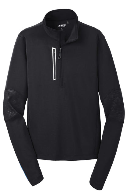 Front View of Blacktop OGIO Fulcrum 1/4-Zip. OE701