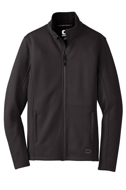 Front View of Blacktop OGIO Grit Fleece Jacket. OG727