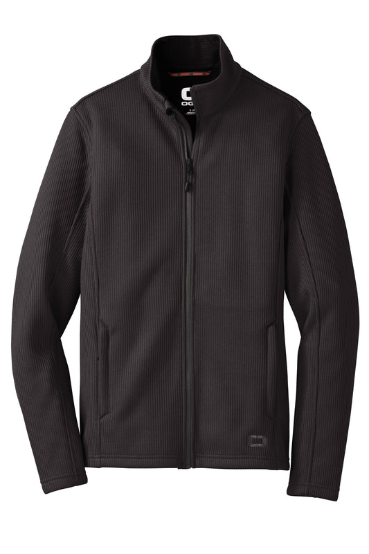 Front View of Blacktop OGIO Grit Fleece Jacket. OG727