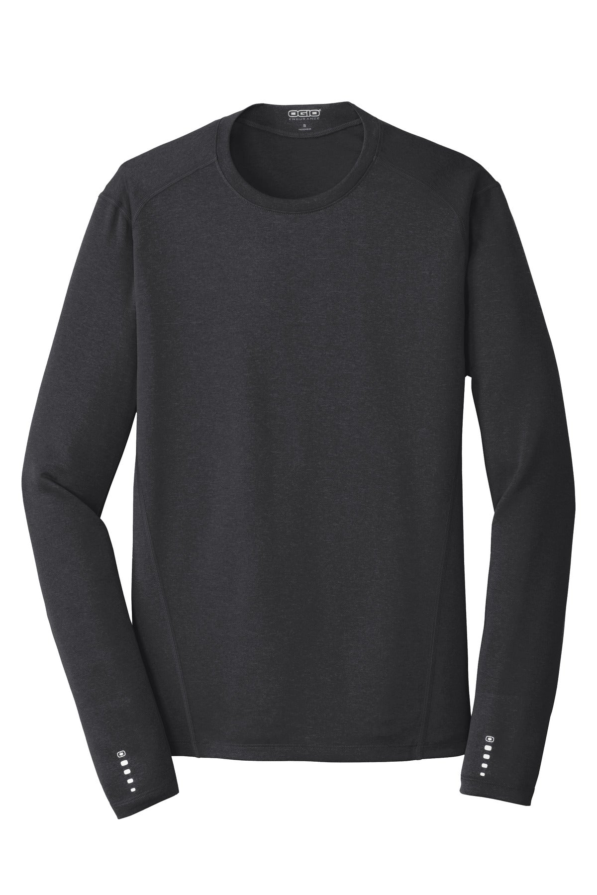 Front View of Blacktop OGIO Long Sleeve Pulse Crew. OE321