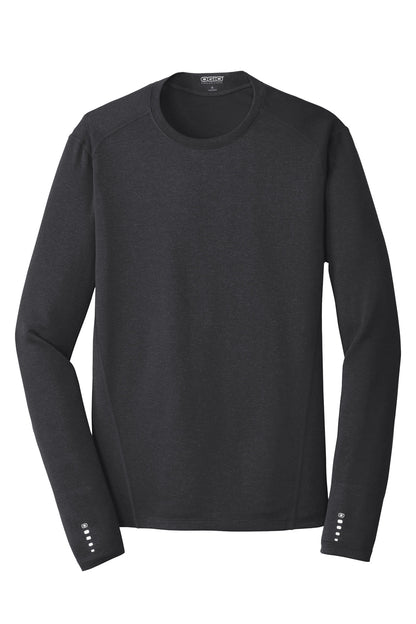 Front View of Blacktop OGIO Long Sleeve Pulse Crew. OE321