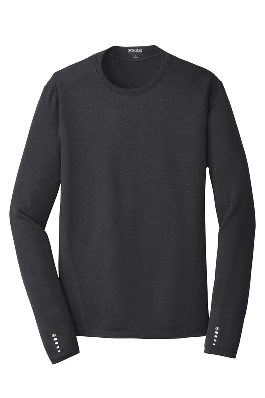 Front View of Blacktop OGIO Long Sleeve Pulse Crew. OE321