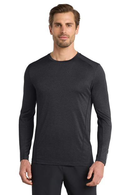 Front View of Blacktop OGIO Long Sleeve Pulse Crew. OE321