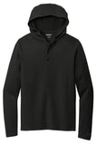 Front View of Blacktop OGIO Luuma Flex Hooded Henley OG826