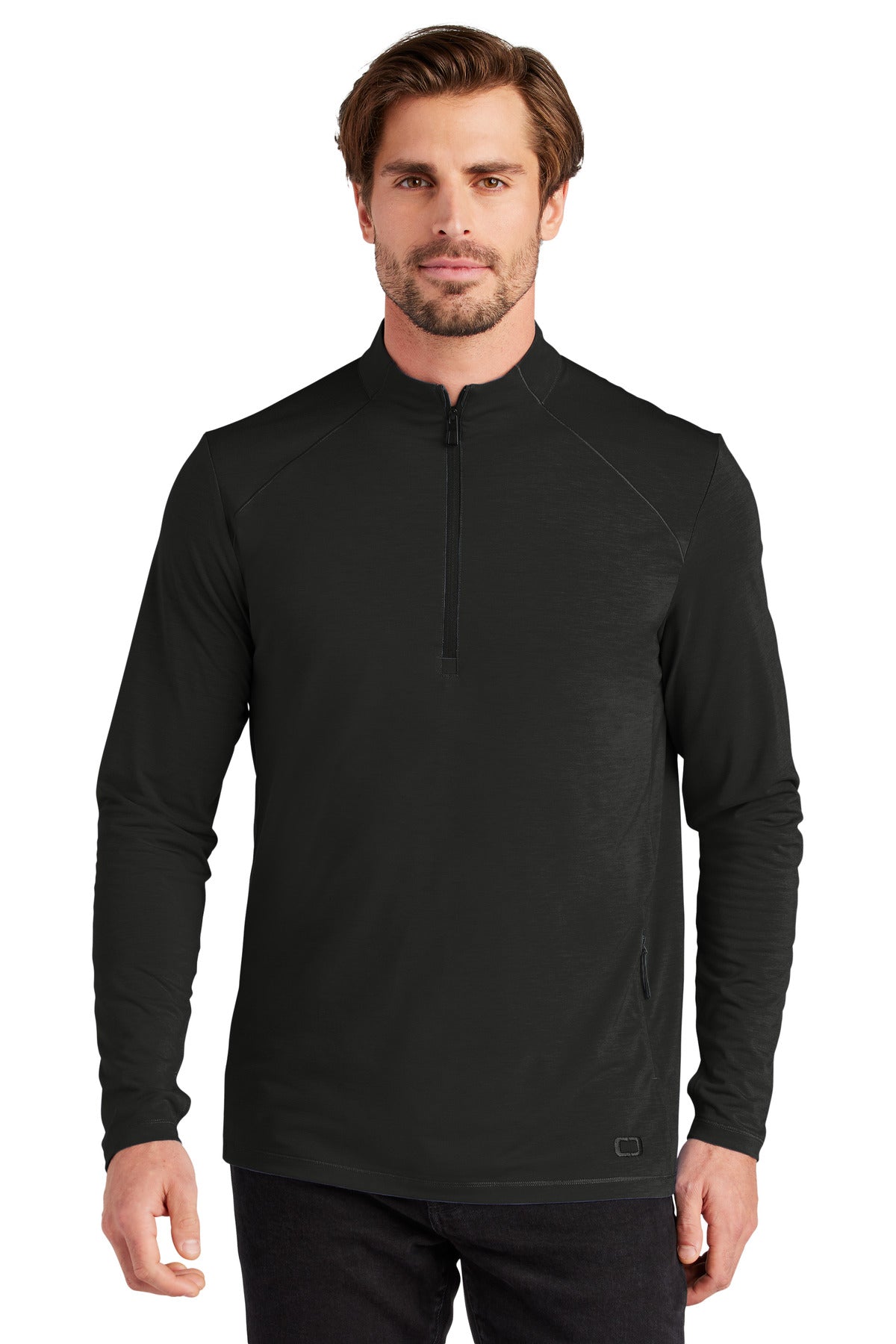 Front View of Blacktop OGIO Motion 1/4-Zip OG153