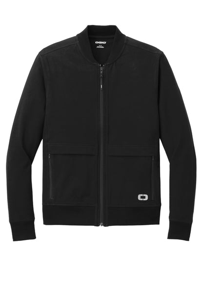 Front View of Blacktop OGIO Outstretch Full-Zip OG830