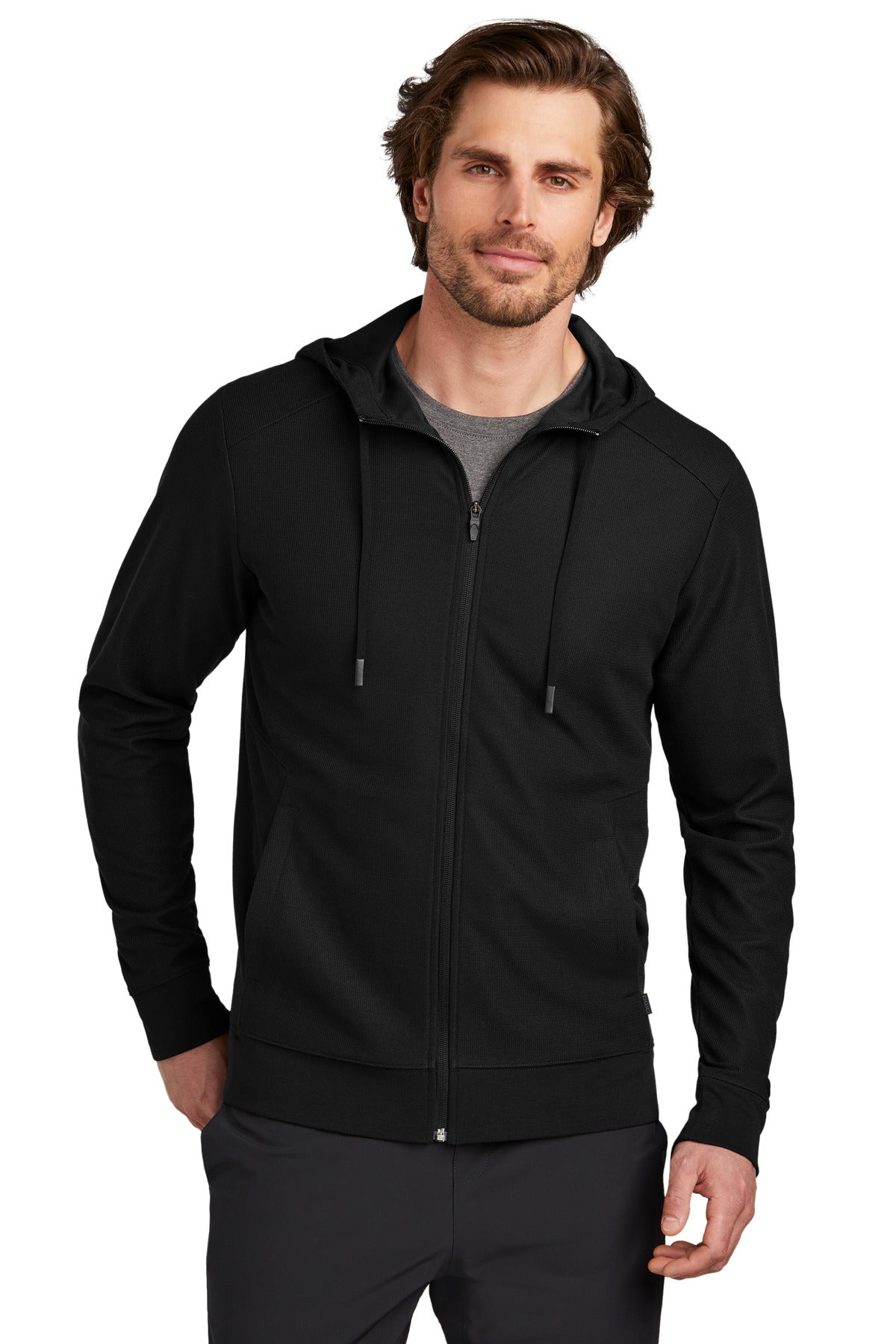 Front View of Blacktop OGIO Revive Full-Zip OG162