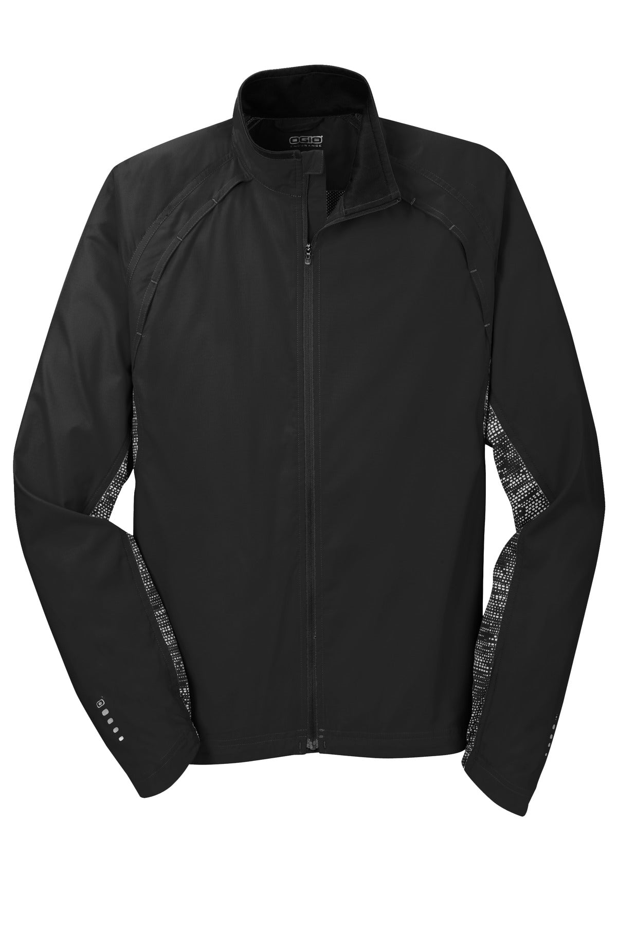 Front View of Blacktop OGIO Trainer Jacket. OE710