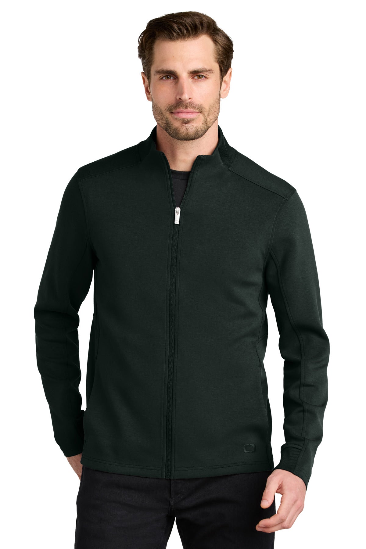 Front View of Blacktop OGIO Transcend Full-Zip OG860
