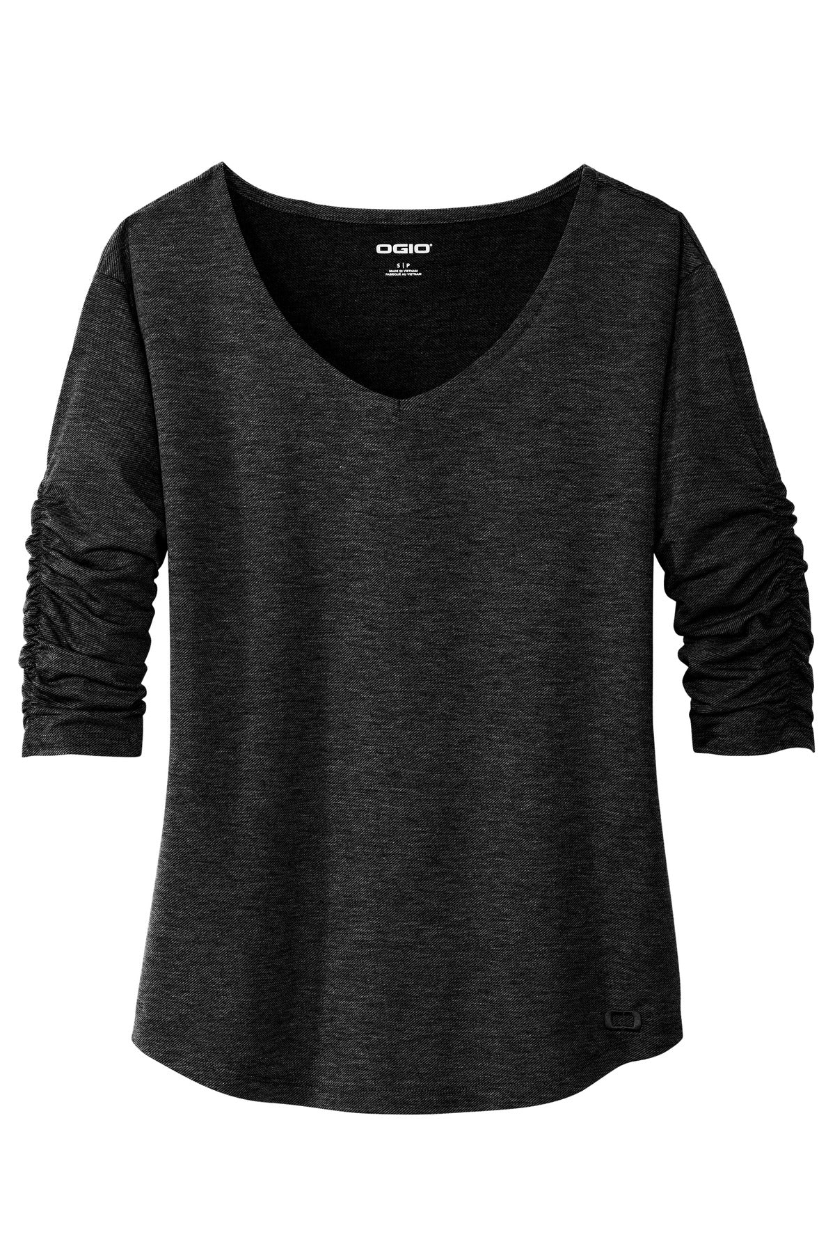 Front View of Blacktop OGIO Women's Evolution V-Neck LOG148