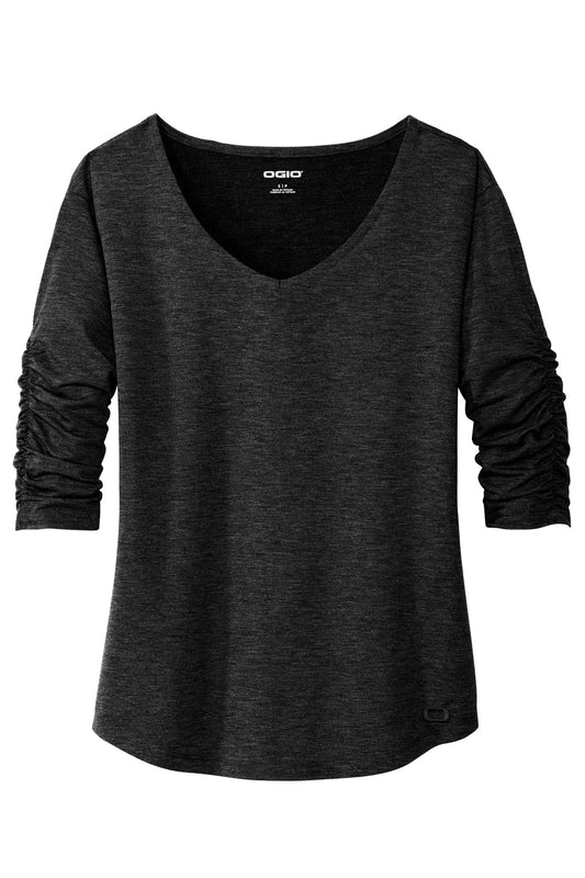 Front View of Blacktop OGIO Women's Evolution V-Neck LOG148