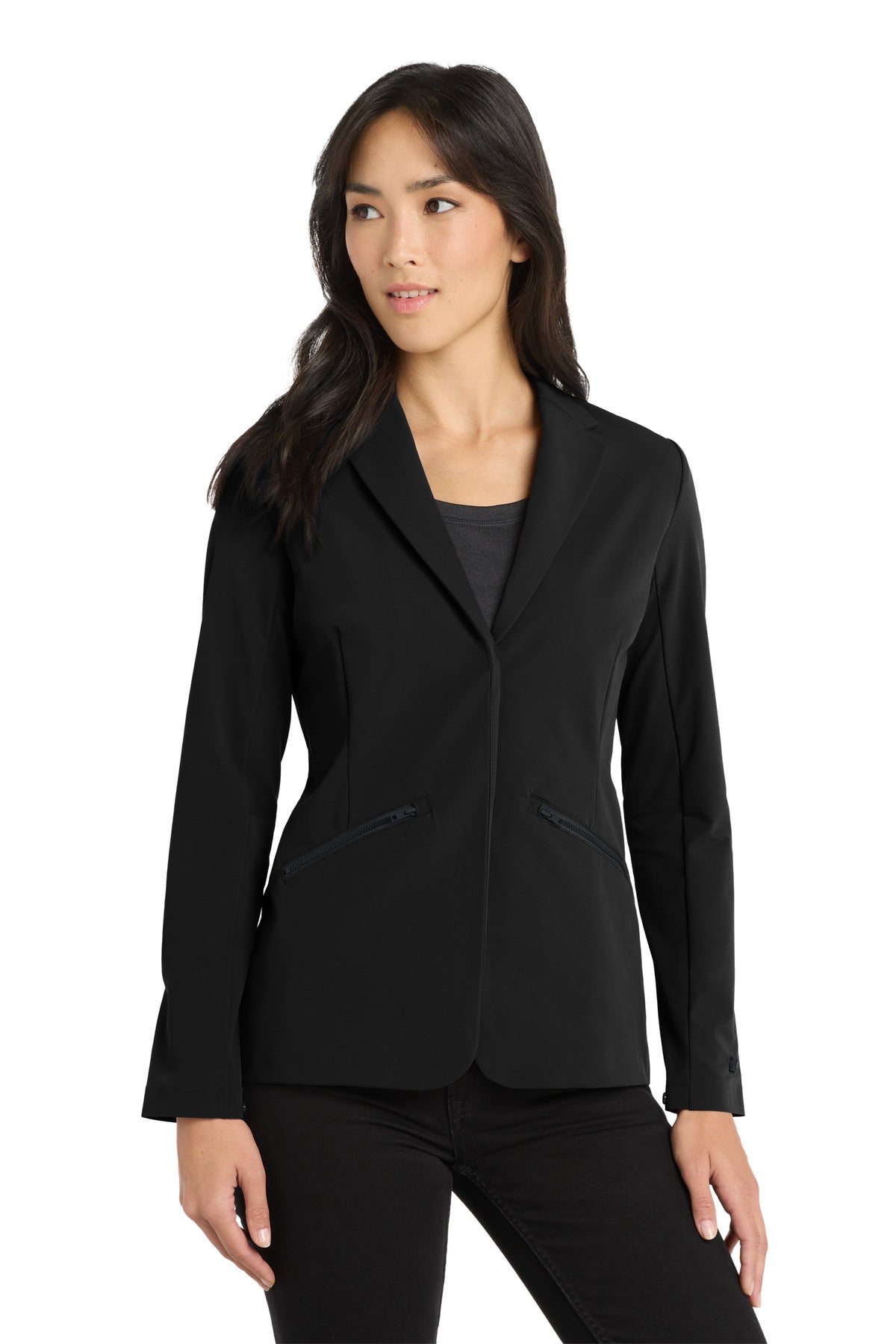 Front View of Blacktop OGIO Women's Fusion Blazer LOG824