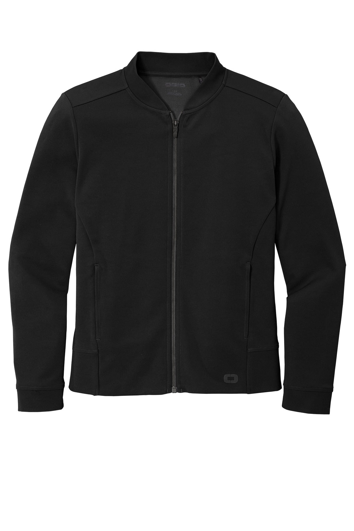 Front View of Blacktop OGIO Women's Hinge Full-Zip. LOG820