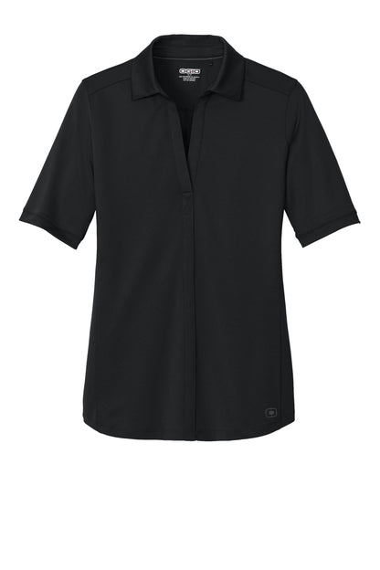 Front View of Blacktop OGIO Women's Metro Polo. LOG130