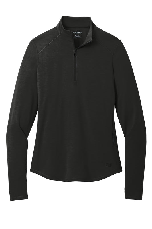 Front View of Blacktop OGIO Women's Motion 1/4-Zip LOG153