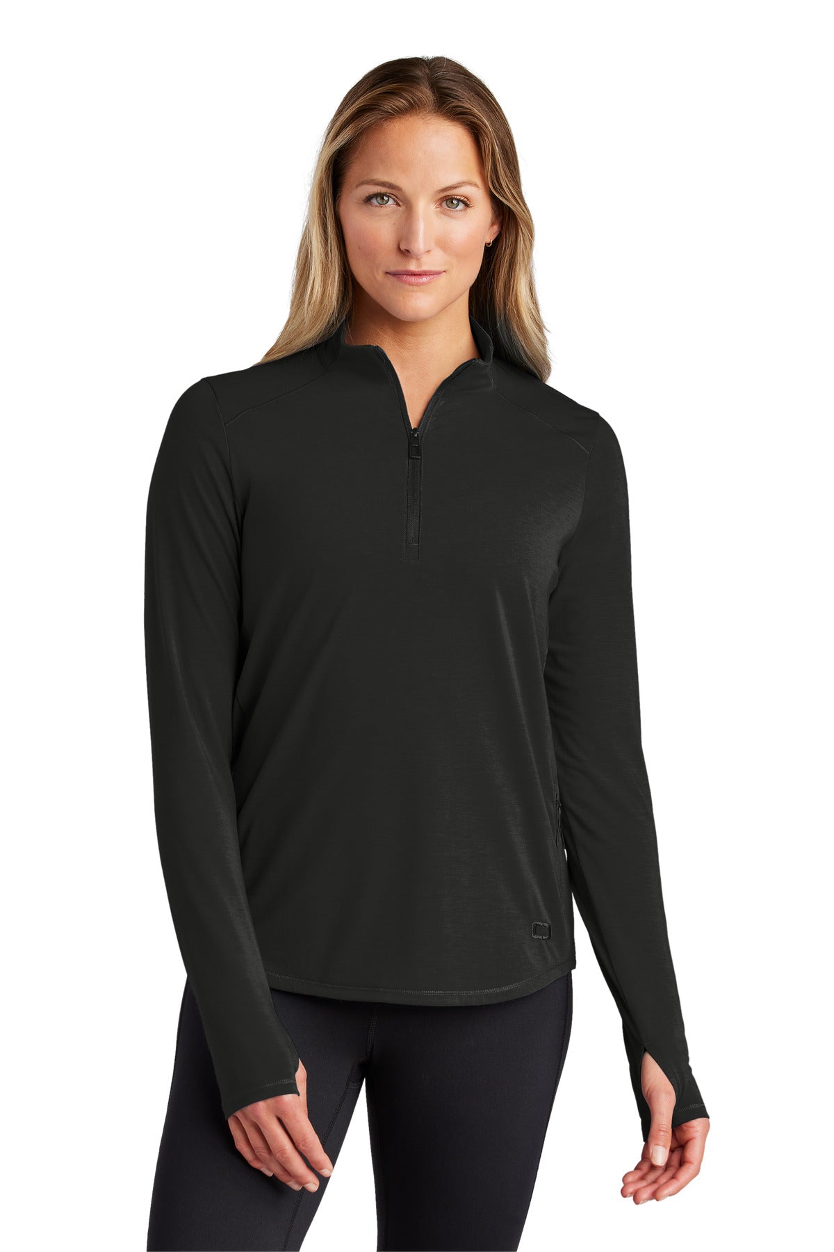 Front View of Blacktop OGIO Women's Motion 1/4-Zip LOG153