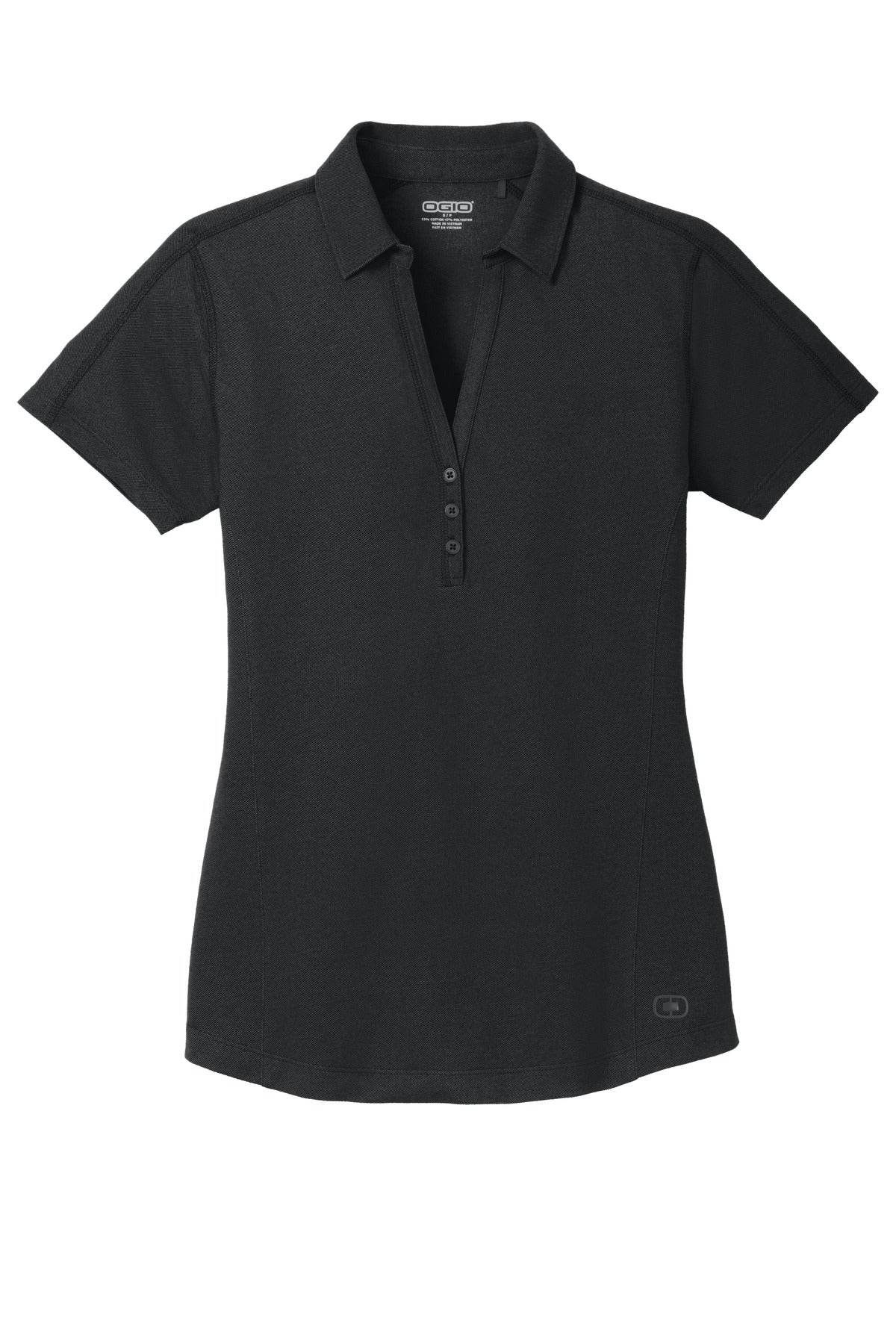 Front View of Blacktop OGIO Women's Onyx Polo. LOG126