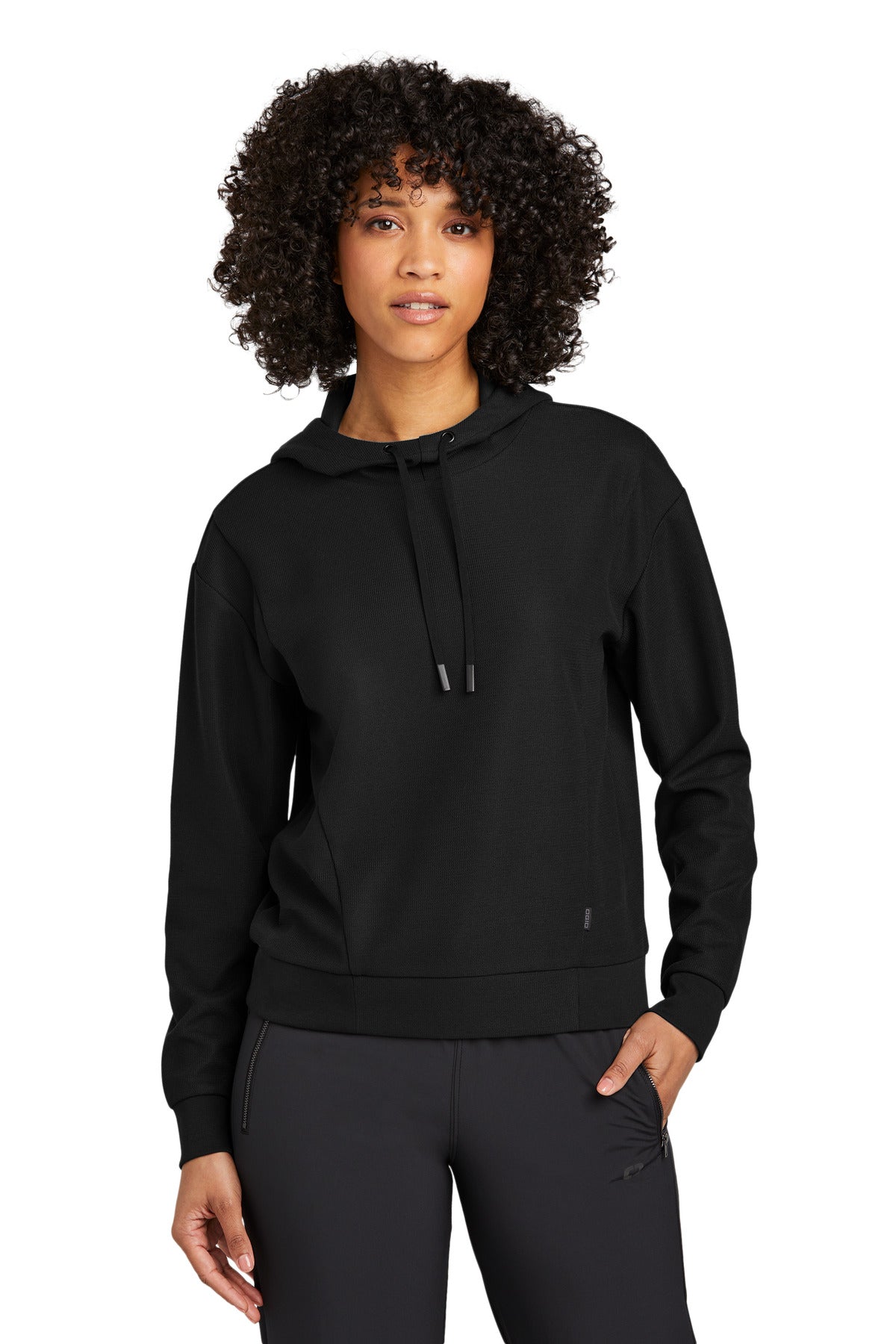 Front View of Blacktop OGIO Women's Revive Hoodie LOG162