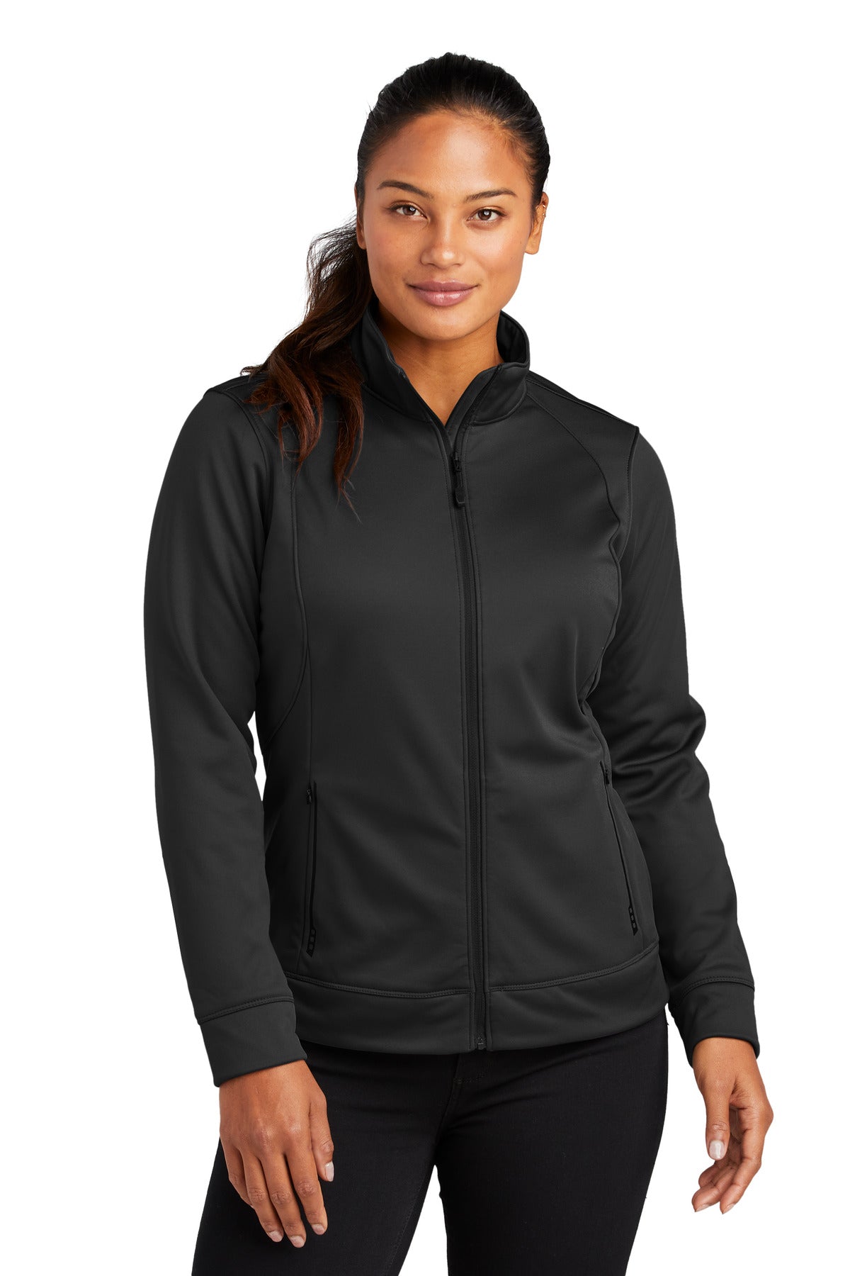 Front View of Blacktop OGIO Women's Torque II Jacket. LOG2010