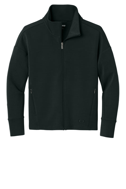 Front View of Blacktop OGIO Women's Transcend Full-Zip LOG860