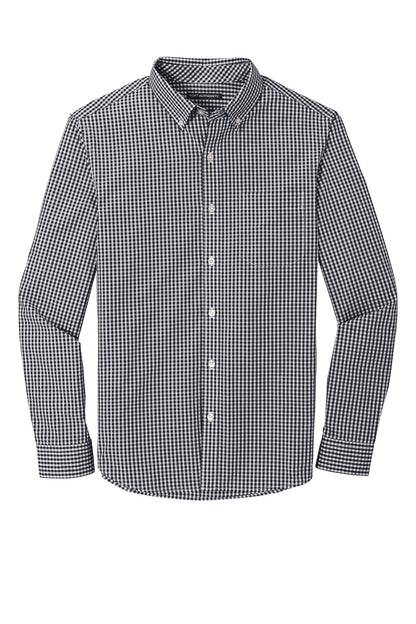Front View of Black/White Port Authority Broadcloth Gingham Easy Care Shirt W644