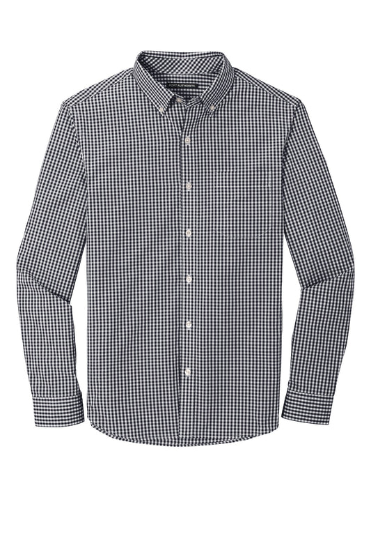 Front View of Black/White Port Authority Broadcloth Gingham Easy Care Shirt W644