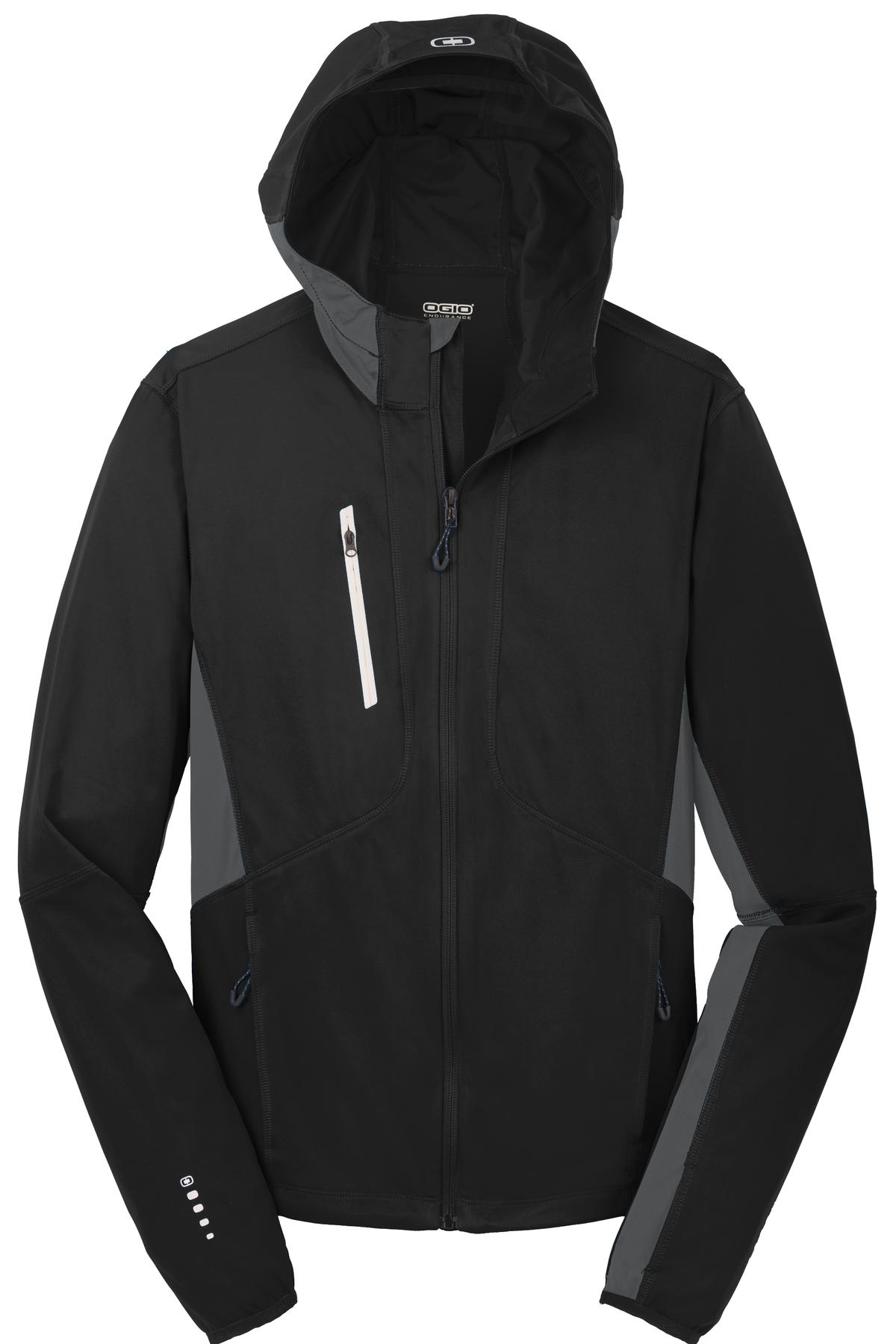 Front View of Blcktp/Gear Gy OGIO Pivot Soft Shell. OE721