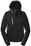 Front View of Blcktp/Gear Gy OGIO Pivot Soft Shell. OE721