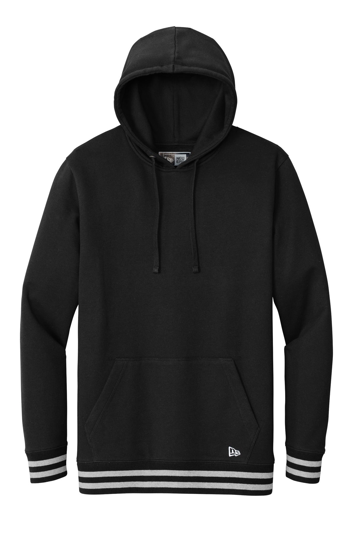 Front View of Blk/AthHtr New Era Comeback Fleece Pullover Hoodie NEA550
