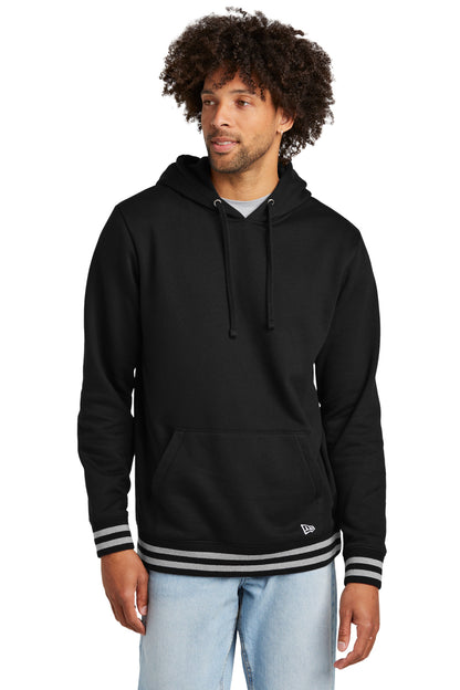 Front View of Blk/AthHtr New Era Comeback Fleece Pullover Hoodie NEA550