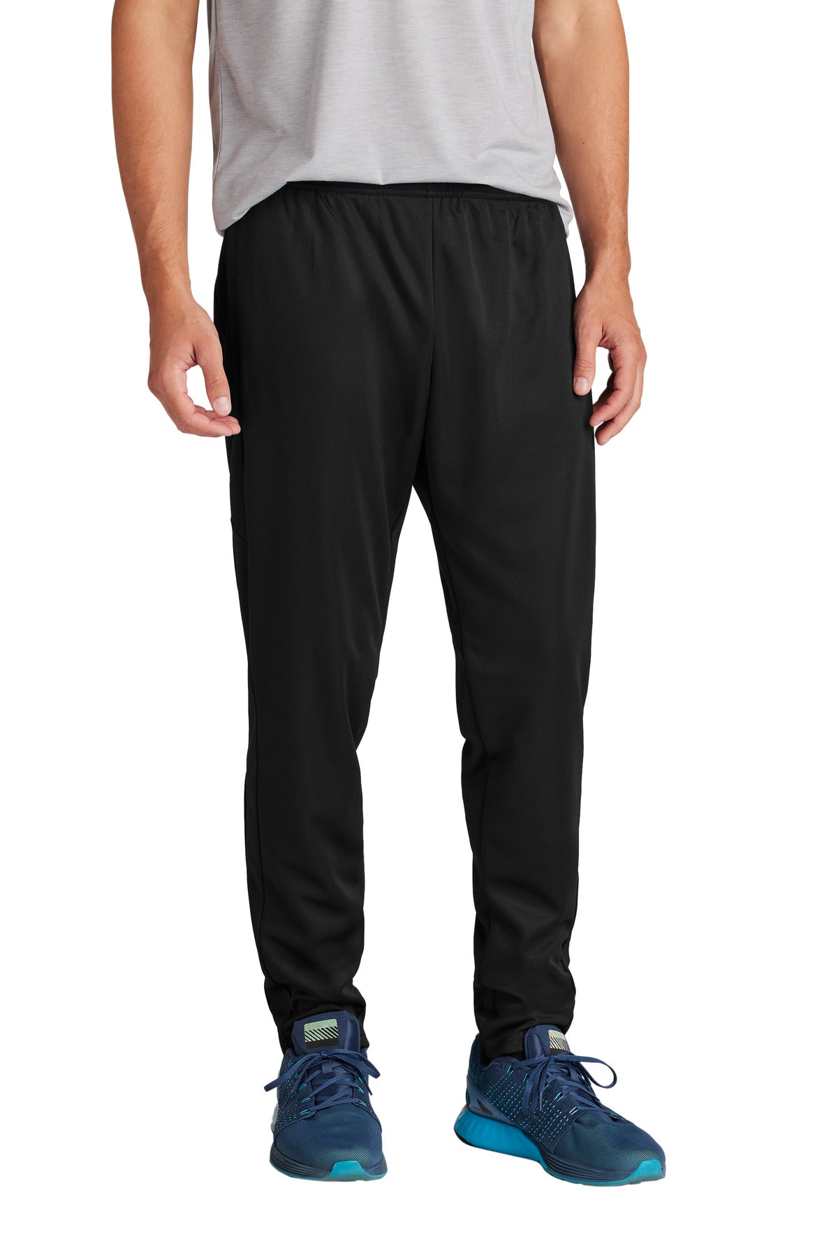 Front View of Blk/Blk Sport-Tek Travel Pant PST800