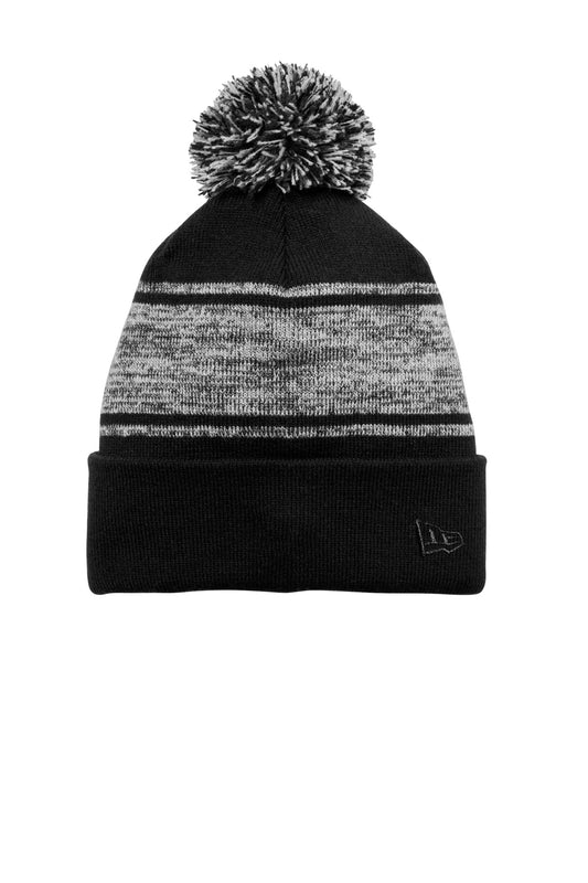 Front View of Blk/Grph New Era Knit Chilled Pom Beanie NE909
