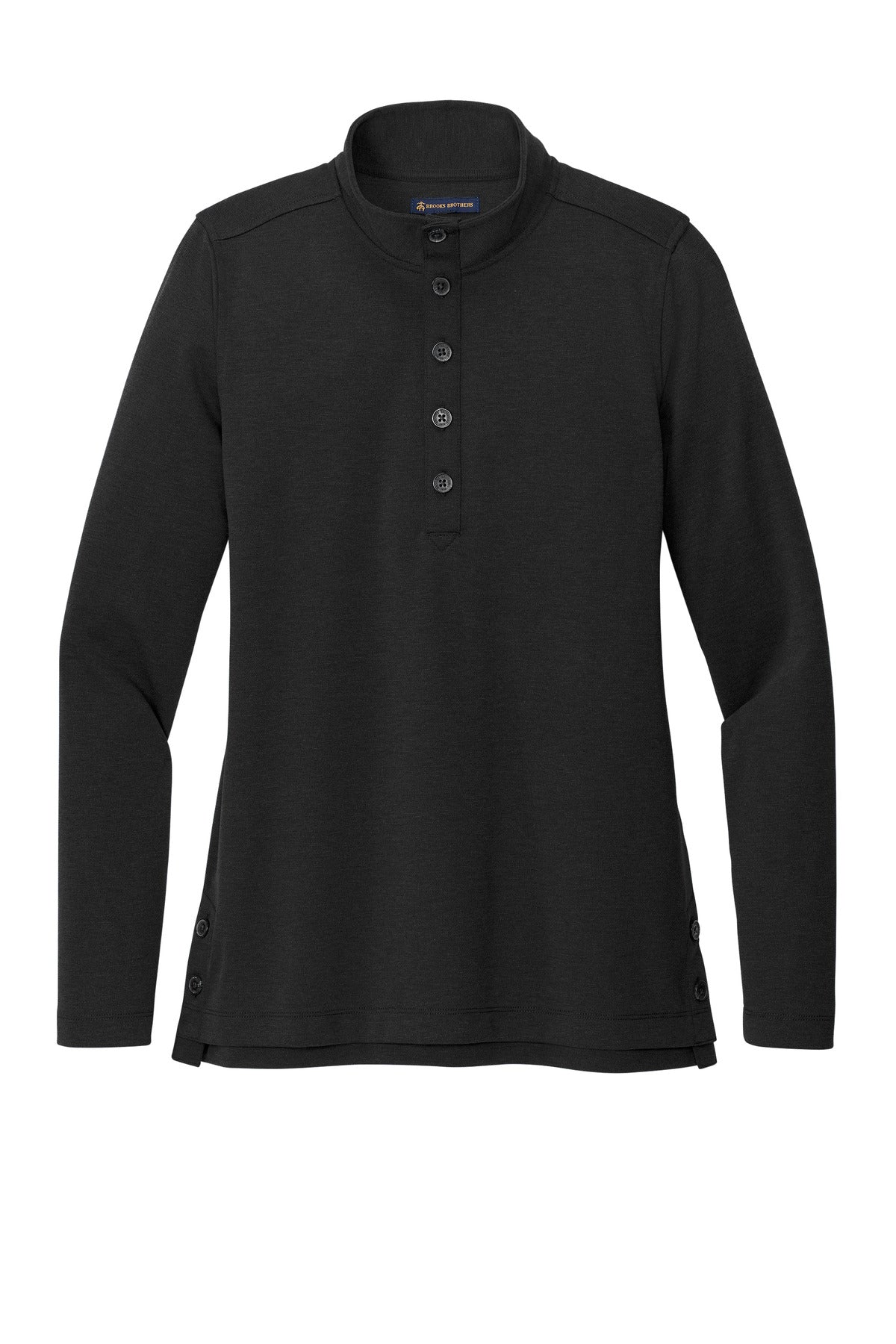 Front View of BlkHthr Brooks Brothers Women's Mid-Layer Stretch 1/2-Button BB18203