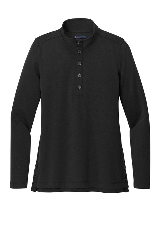 Front View of BlkHthr Brooks Brothers Women's Mid-Layer Stretch 1/2-Button BB18203
