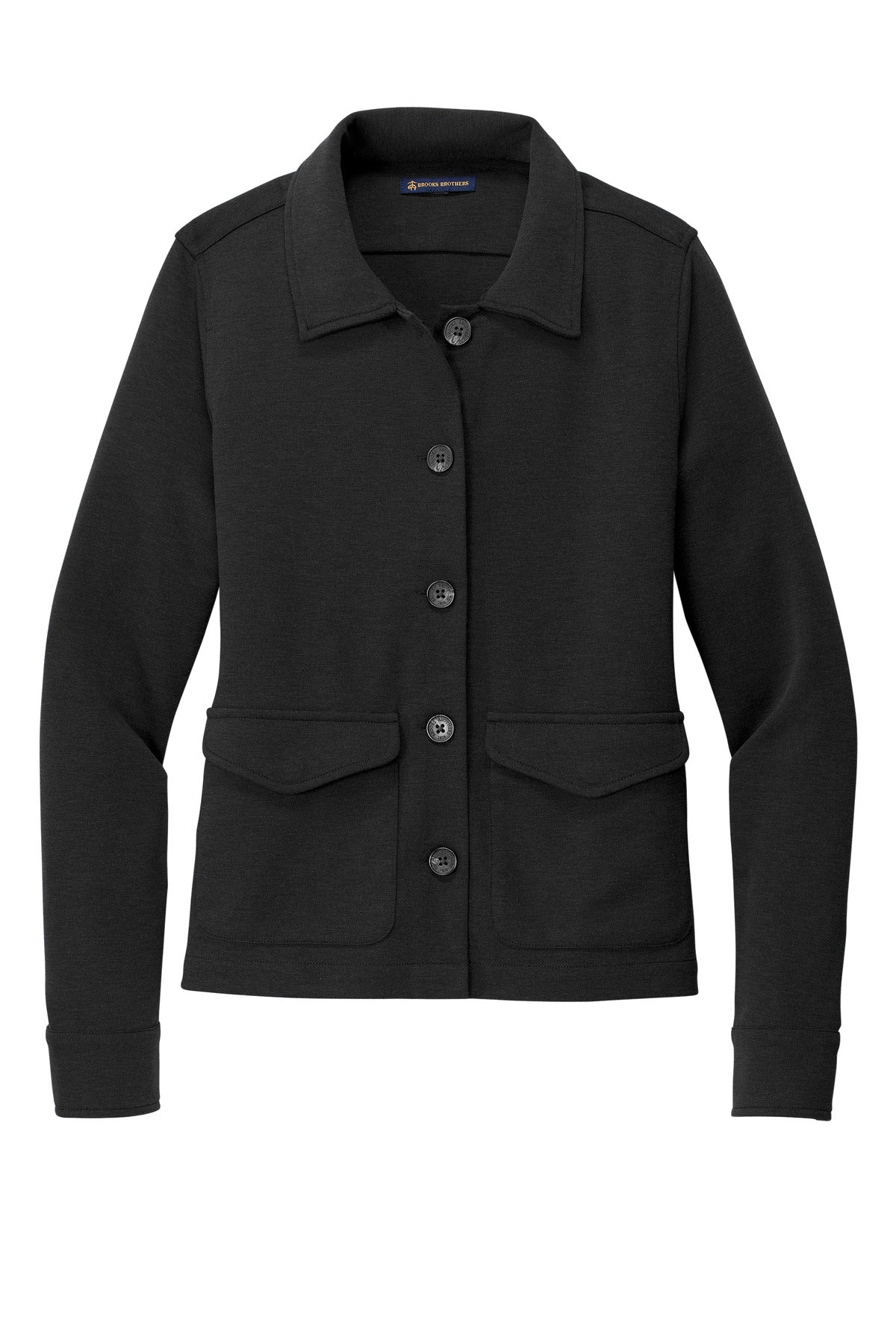 Front View of BlkHthr Brooks Brothers Women's Mid-Layer Stretch Button Jacket BB18205