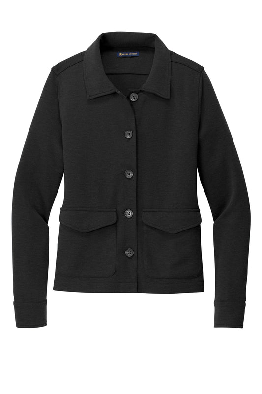 Front View of BlkHthr Brooks Brothers Women's Mid-Layer Stretch Button Jacket BB18205