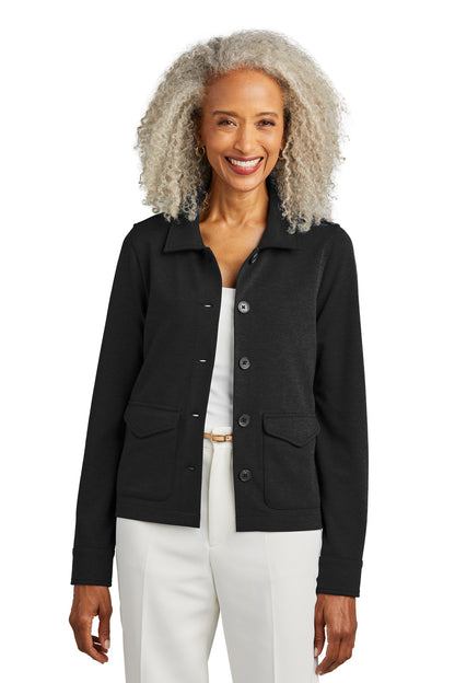 Front View of BlkHthr Brooks Brothers Women's Mid-Layer Stretch Button Jacket BB18205