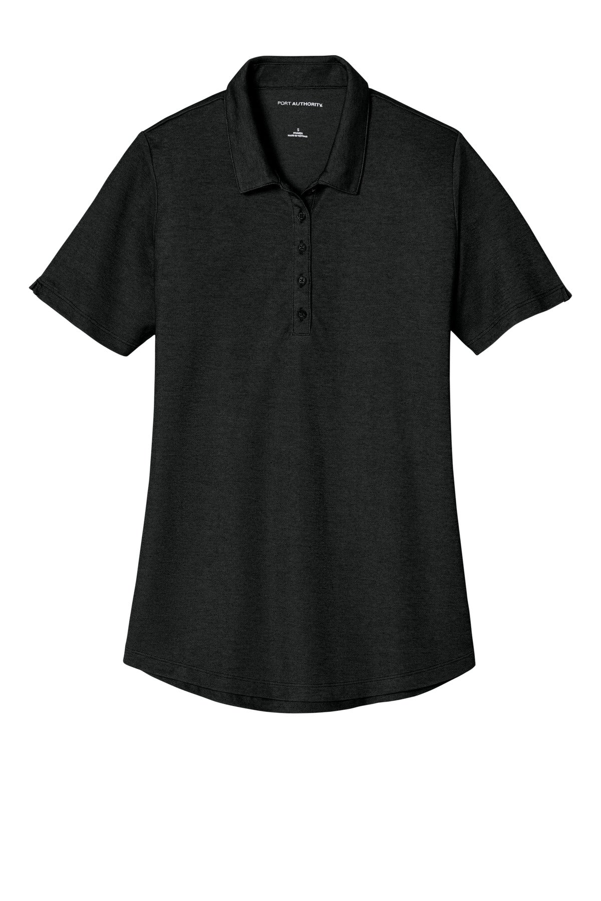 Front View of BlkHthr Port Authority Women's Fine Pique Blend Polo LK830
