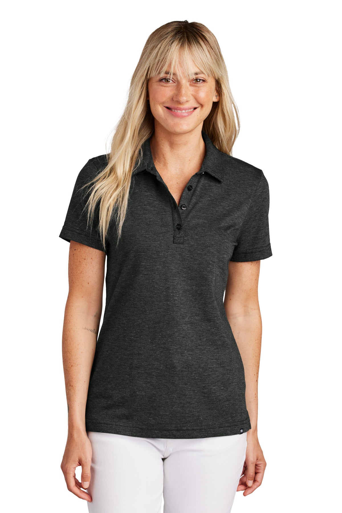 Front View of BlkHthr TravisMathew Women's Sunnyvale Polo TM1LD005