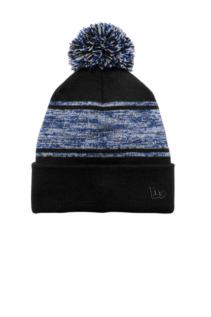Front View of Blk/Royal New Era Knit Chilled Pom Beanie NE909