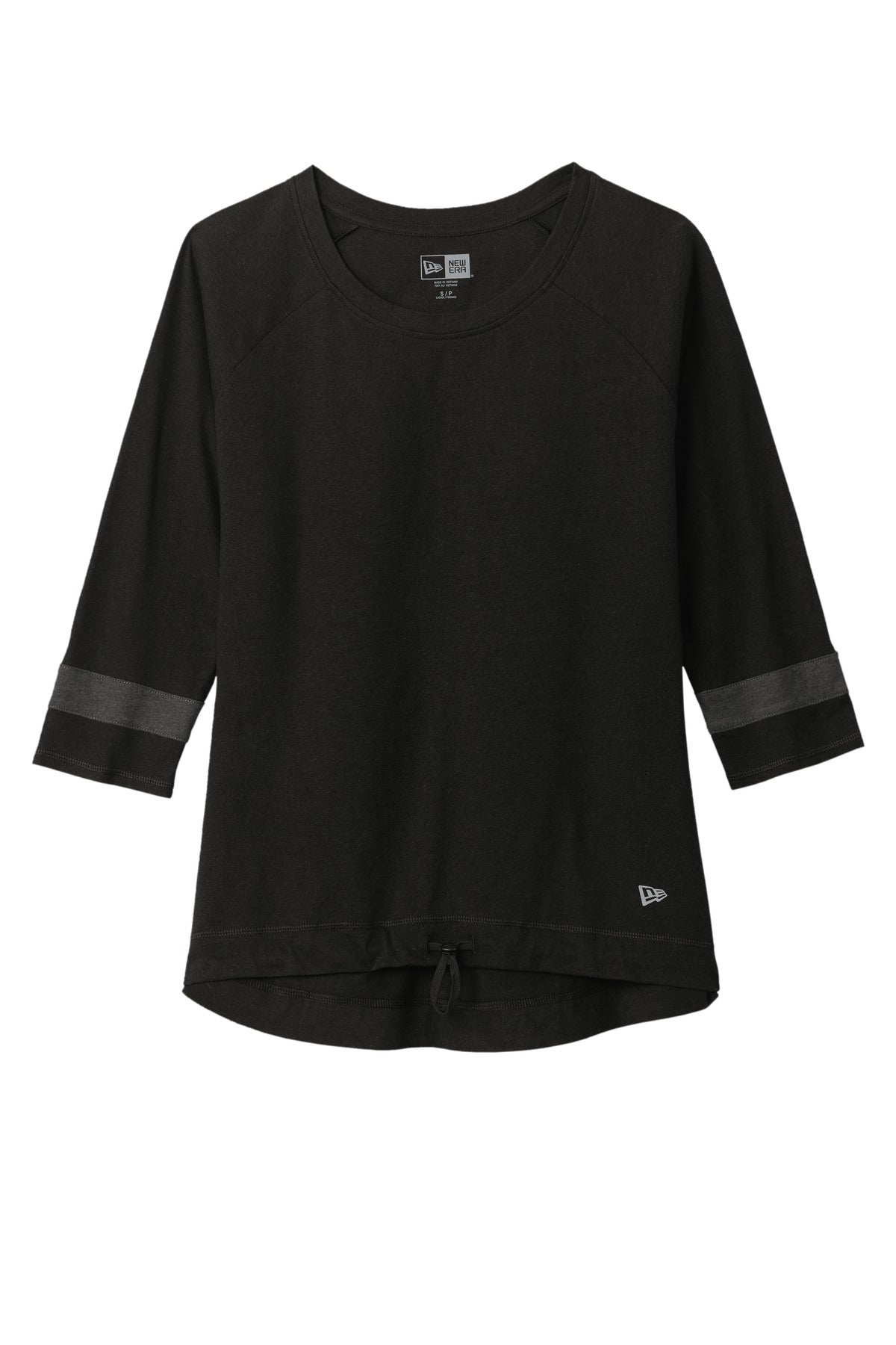 Front View of BlkSld/Gph New Era Women's Tri-Blend 3/4-Sleeve Tee LNEA136