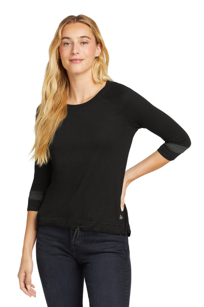 Front View of BlkSld/Gph New Era Women's Tri-Blend 3/4-Sleeve Tee LNEA136
