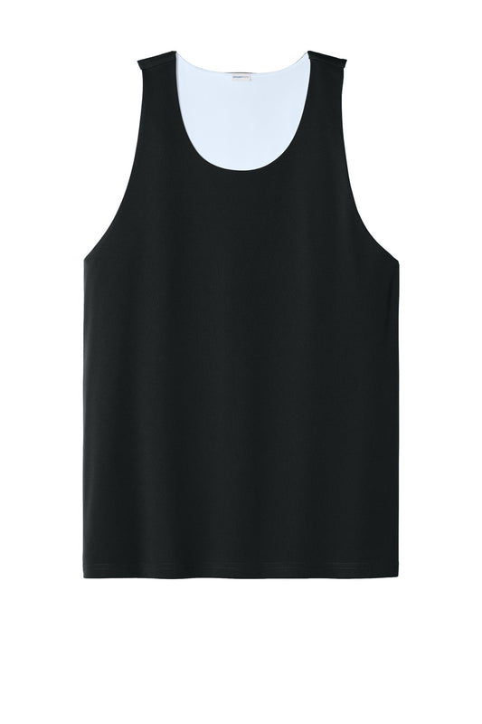 Front View of Blk/White Sport-Tek PosiCharge Competitor Rev Tank ST551