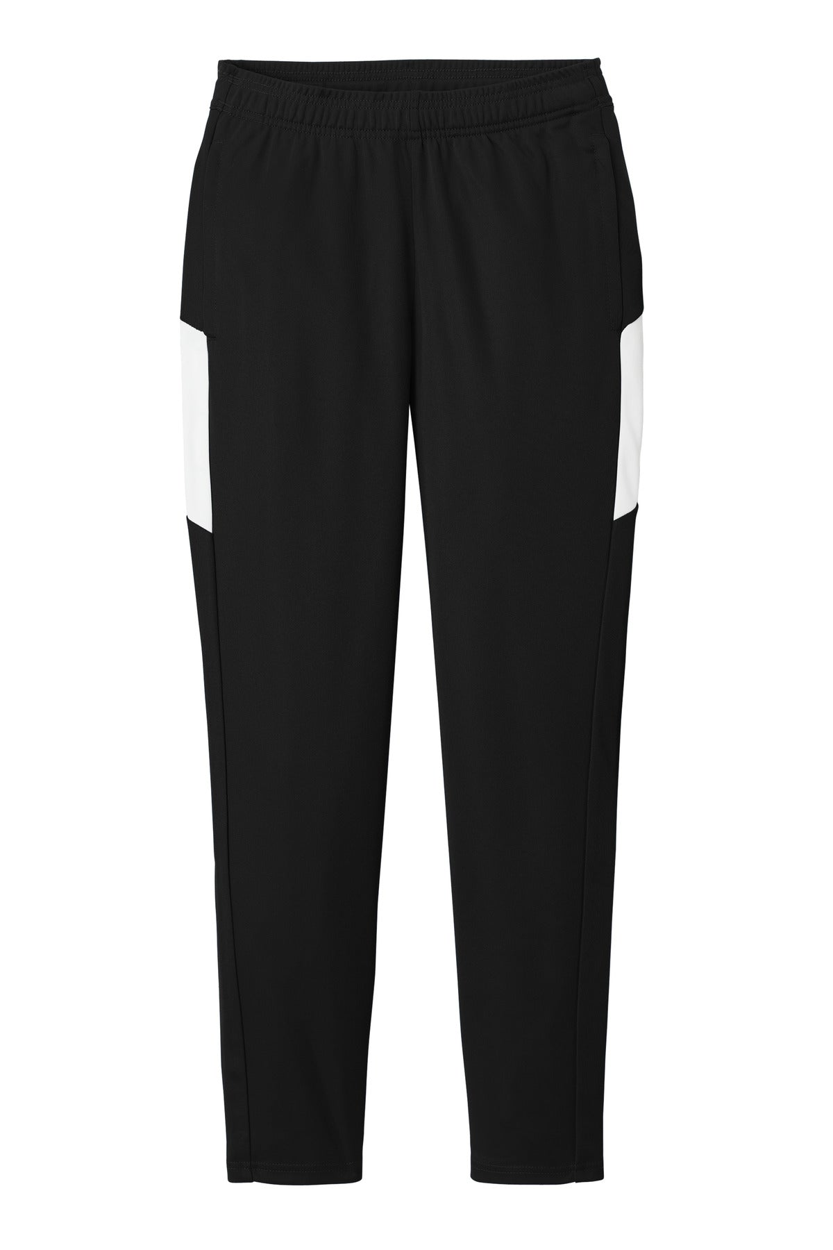 Front View of Blk/White Sport-Tek Women's Travel Pant LPST800