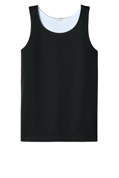 Front View of Blk/White Sport-Tek Youth PosiCharge Competitor Rev Tank YST551