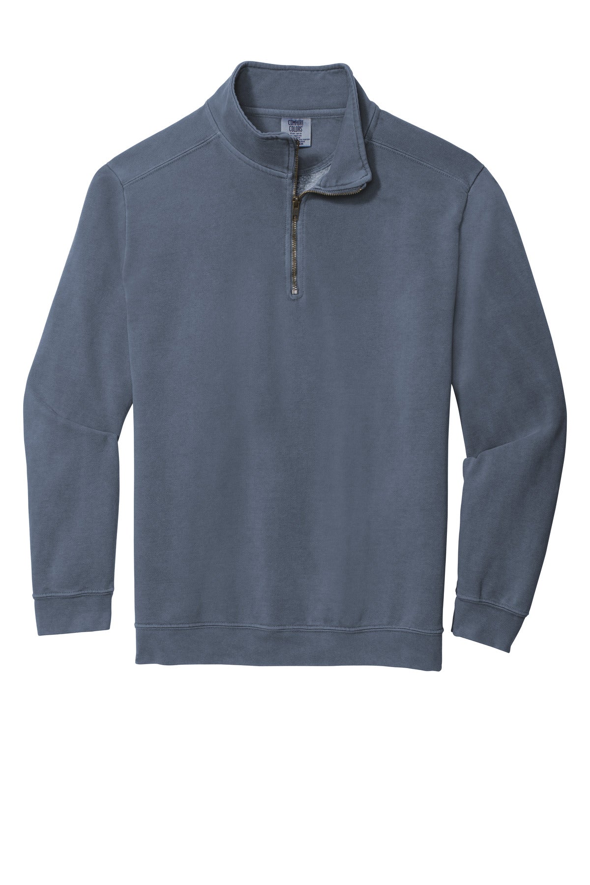 Front View of Blue Jean COMFORT COLORS Ring Spun 1/4-Zip Sweatshirt. 1580