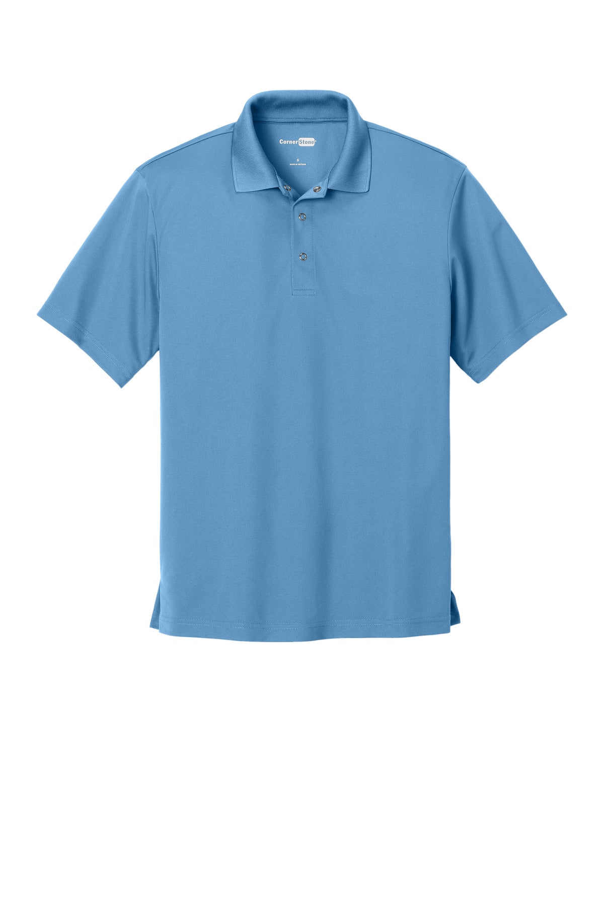 Front View of Blue Lake CornerStone Micropique Gripper Polo. CS421